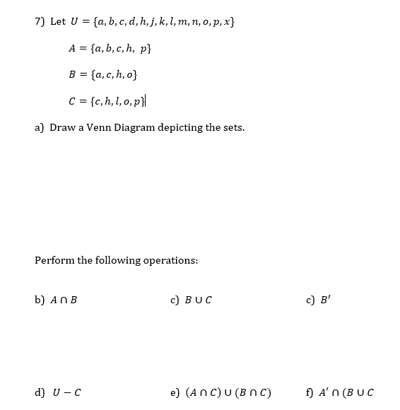 Solved 7 Let U A B C D H J K L M N O P X A Chegg Com