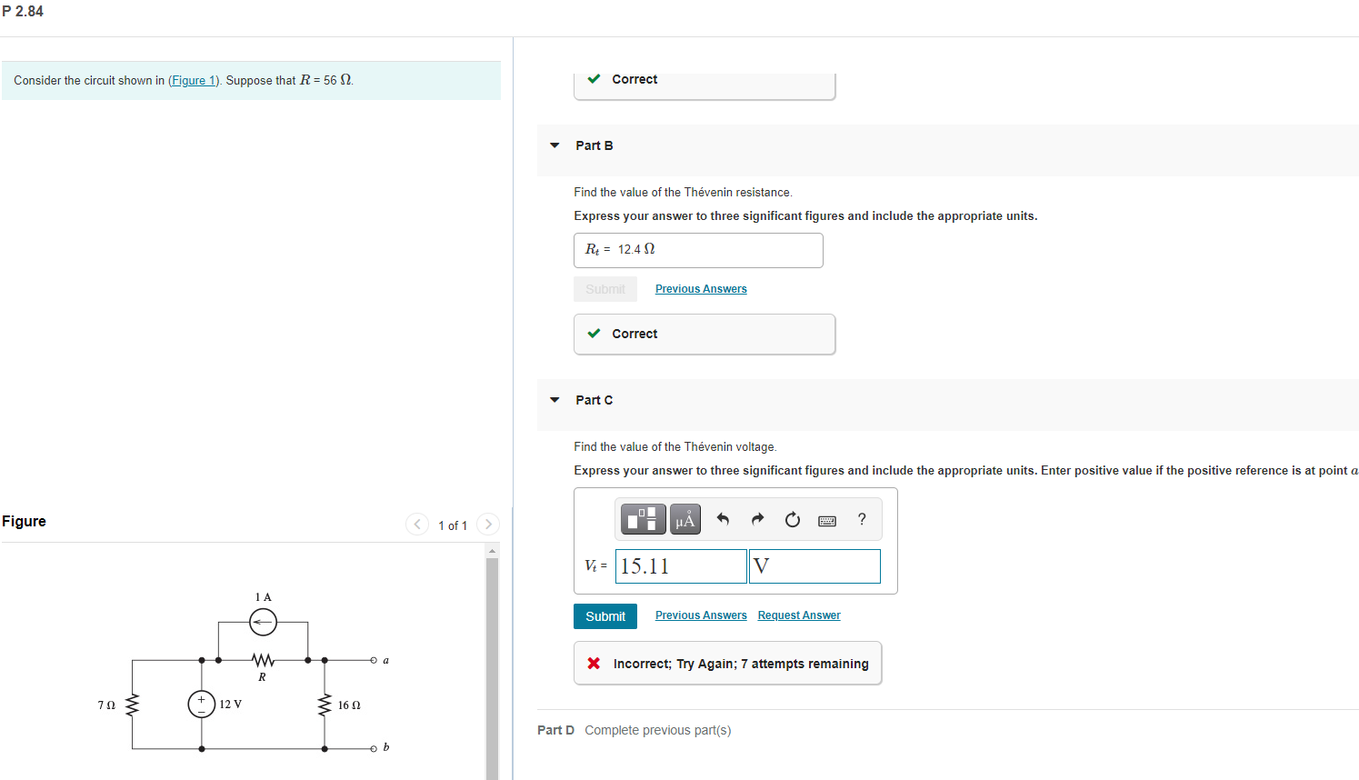 Solved P 2.84 Consider the circuit shown in (Figure 1). | Chegg.com
