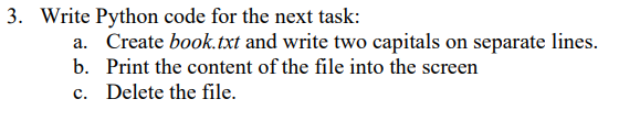 Solved Write Python code for the next task: a. Create | Chegg.com