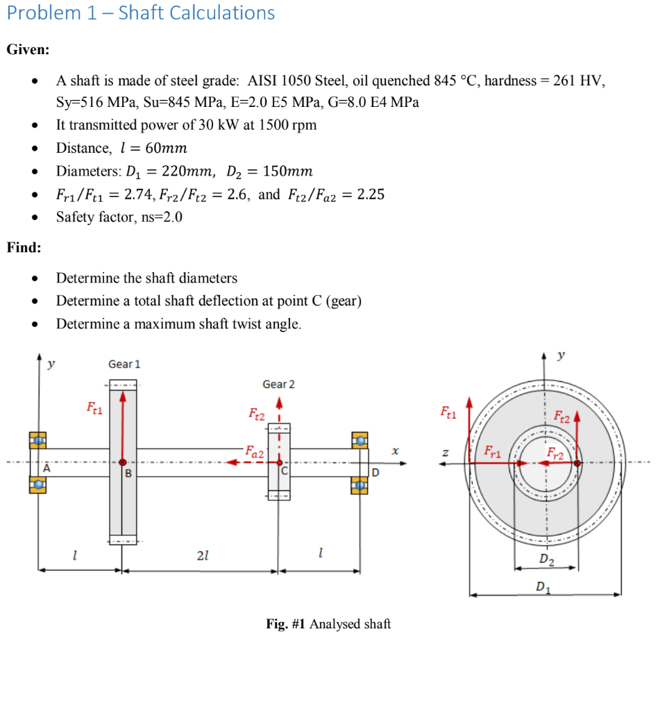 Problem 1- Shaft Calculations Given: A shaft is made | Chegg.com