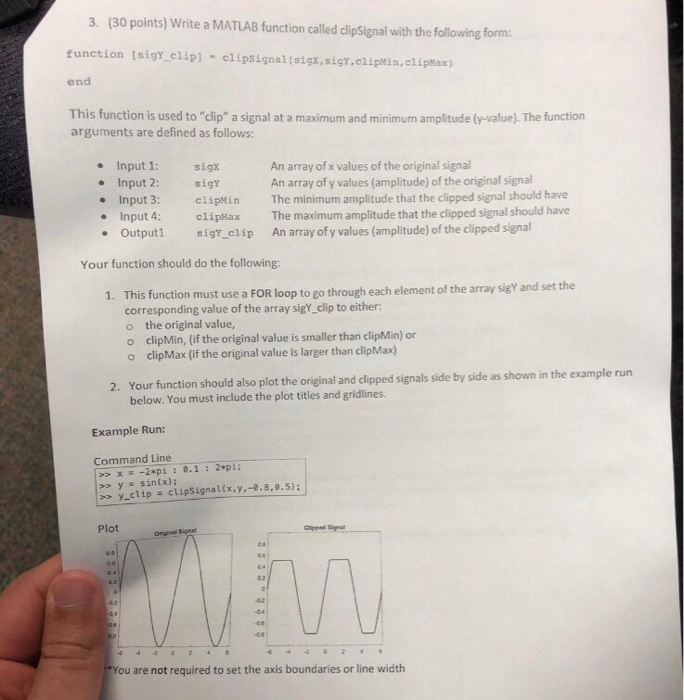 Solved 3. (30 points) Write a MATLAB function called | Chegg.com