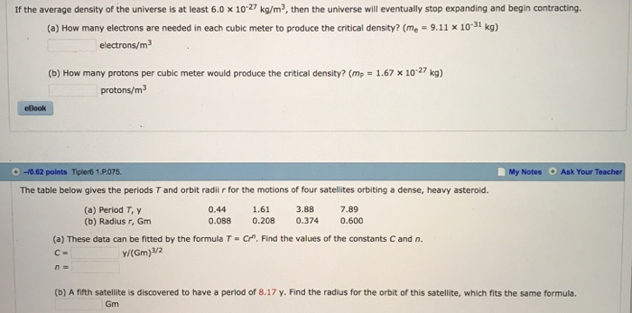 Solved If the average density of the universe is at least | Chegg.com