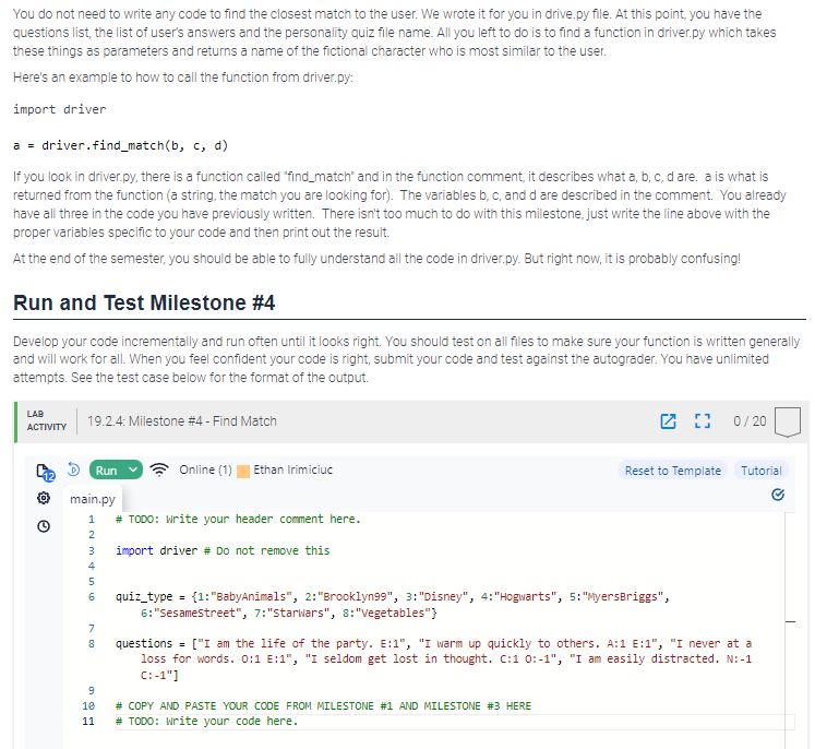 Solved My Milestone #1 code | Chegg.com
