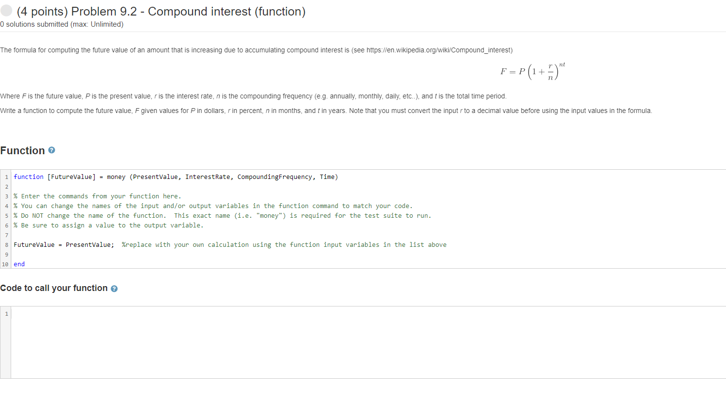 Solved (4 points) Problem 9.2 - Compound interest (function) | Chegg.com