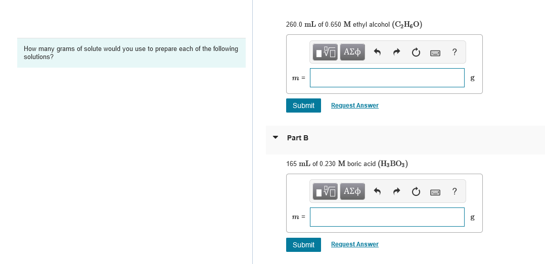 Solved How many grams of solute would you use to prepare | Chegg.com