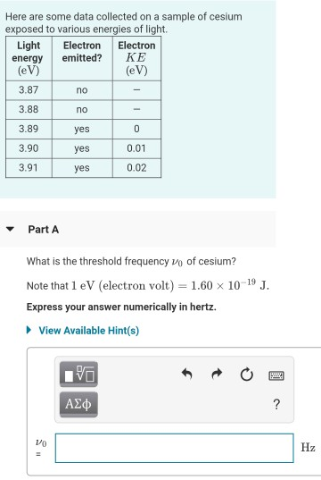 Solved Here are some data collected on a sample of cesium | Chegg.com