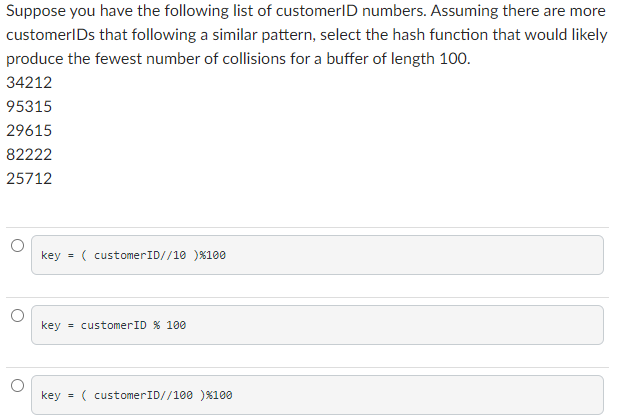 Solved Suppose you have the following list of customerID | Chegg.com