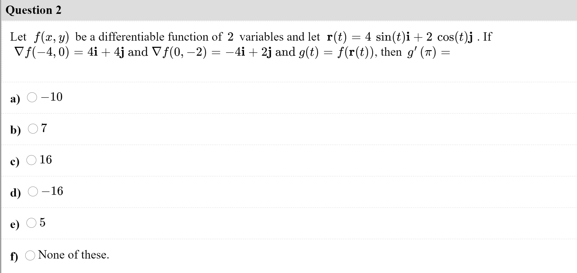 Solved Question 2 Let F X Y Be A Differentiable Functio Chegg Com