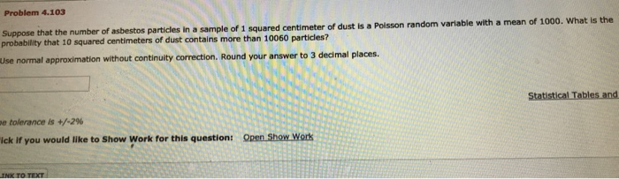 Solved Problem 4.103 Suppose that the number of asbestos | Chegg.com