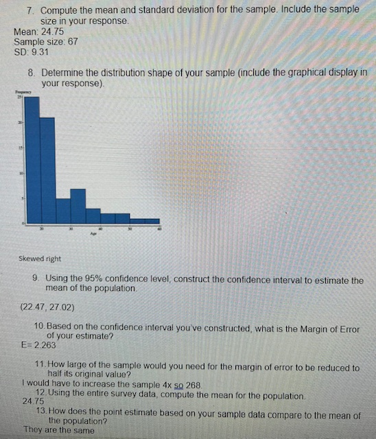 7. Compute the mean and standard deviation for the | Chegg.com