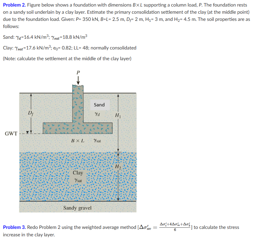Solved Problem 2. Figure below shows a foundation with | Chegg.com