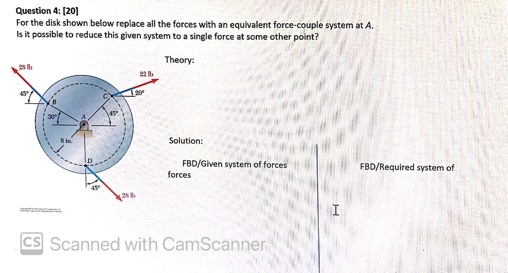 Solved Question 4: [20] For the disk shown below replace all | Chegg.com