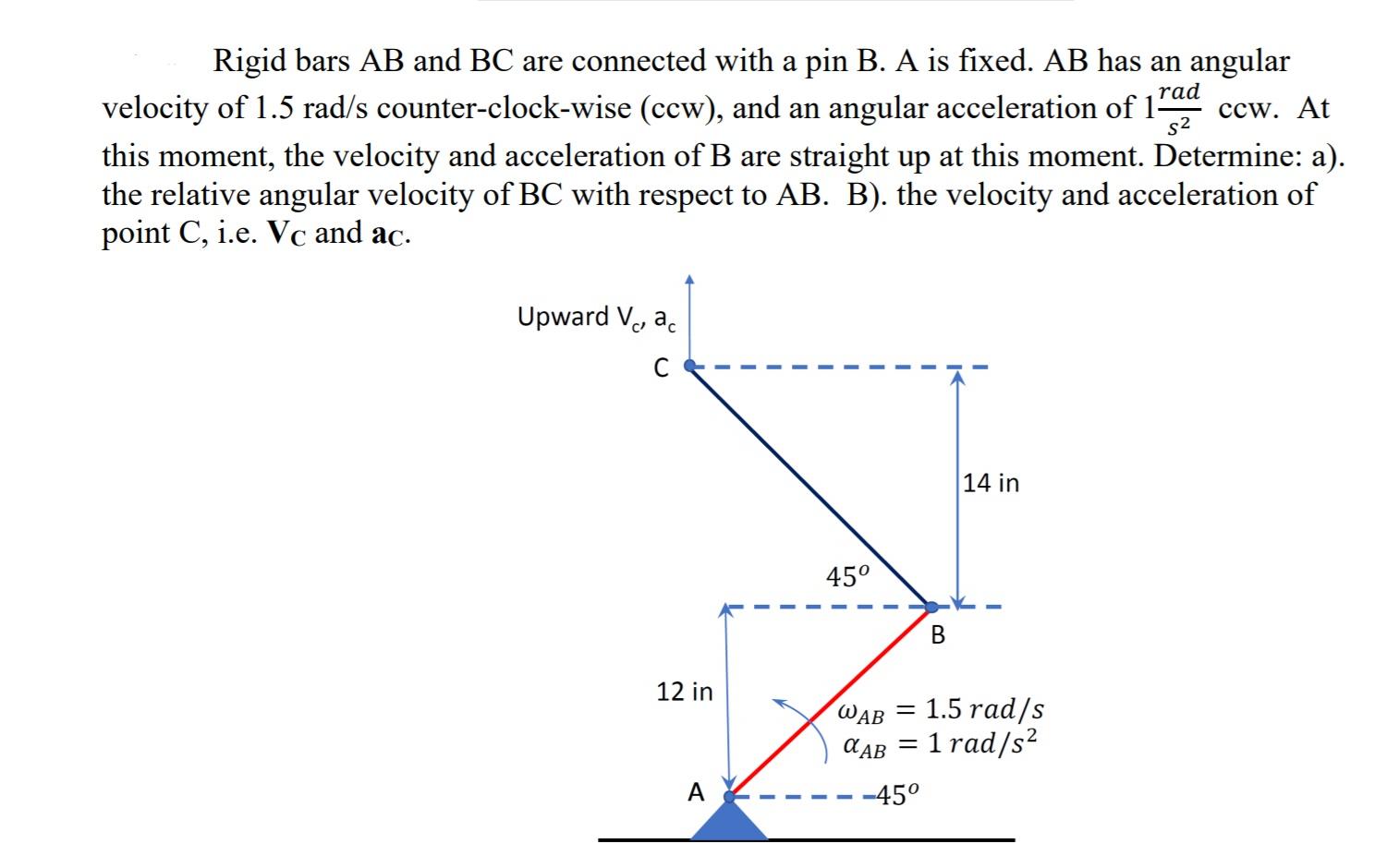 Solved rad 52 Rigid bars AB and BC are connected with a pin | Chegg.com