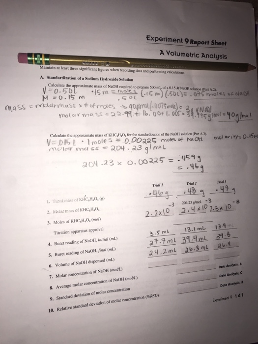 a volumetric analysis experiment 9