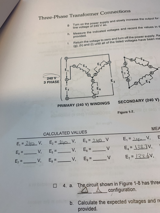 Solved Three-Phase Transformer Connections g. Turn on the | Chegg.com