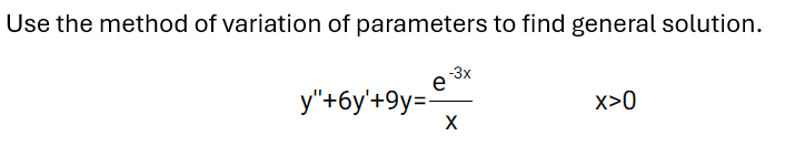 Solved Use the method of variation of parameters to find | Chegg.com