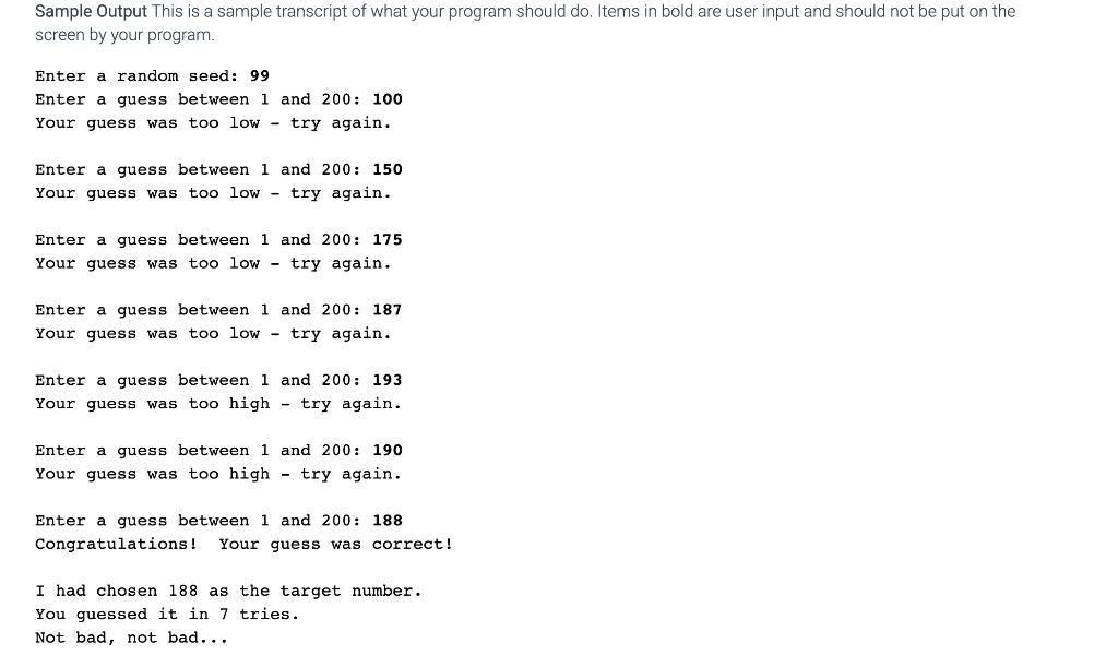Solved 11.10 Guess A Number* For this assignment you will | Chegg.com