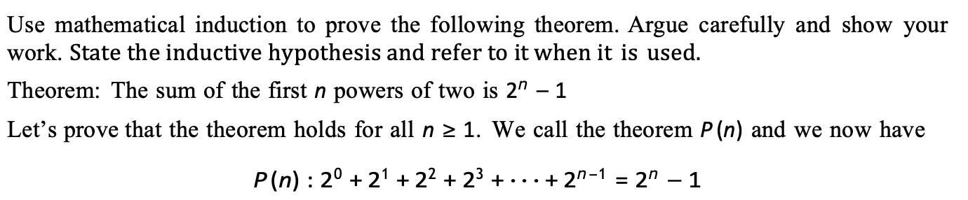 Solved Use mathematical induction to prove the following | Chegg.com
