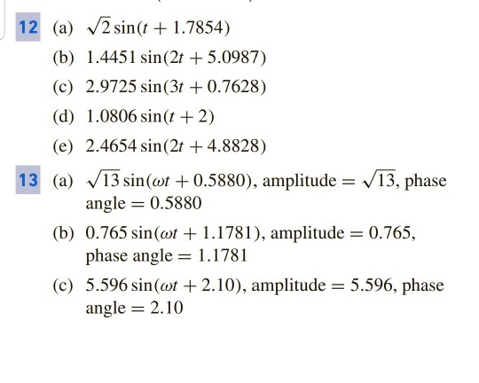 Solved 12 Express each of the following in the form A sin(wt | Chegg.com