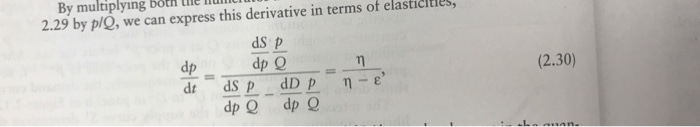 dp/dt = dS/dp p/Q/dS/dp p/Q - dD/dp p/Q = eta/eta - | Chegg.com