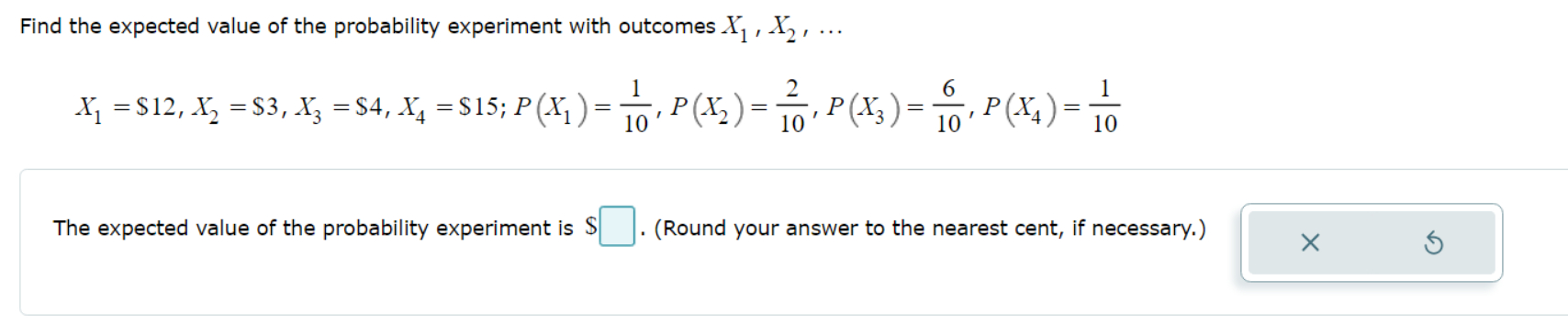 Solved Find the expected value of the probability experiment | Chegg.com