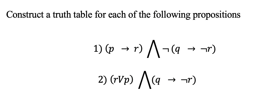 Solved Construct A Truth Table For Each Of The Following | Chegg.com