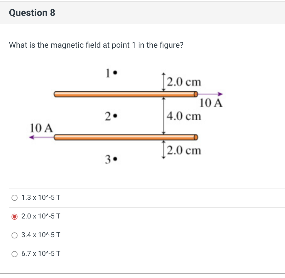 Solved Question 8 What is the magnetic field at point 1 in | Chegg.com