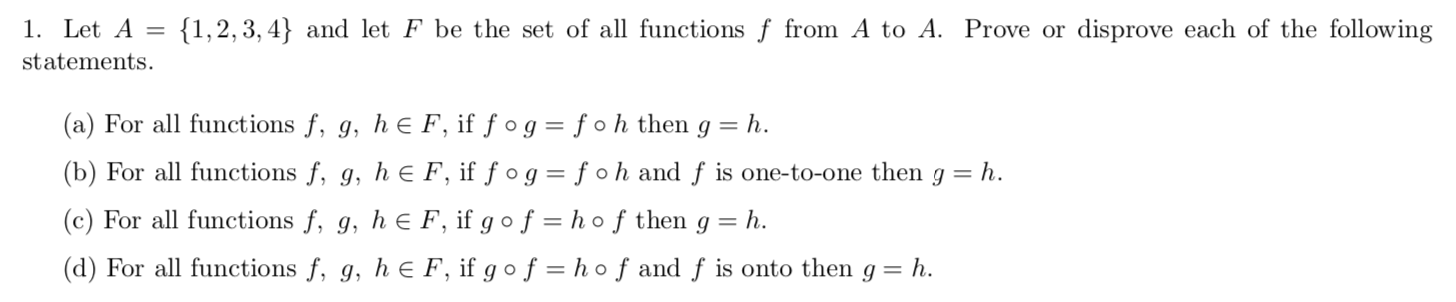 Solved D Let F Be The Set Of All Functions F From A To A Chegg Com