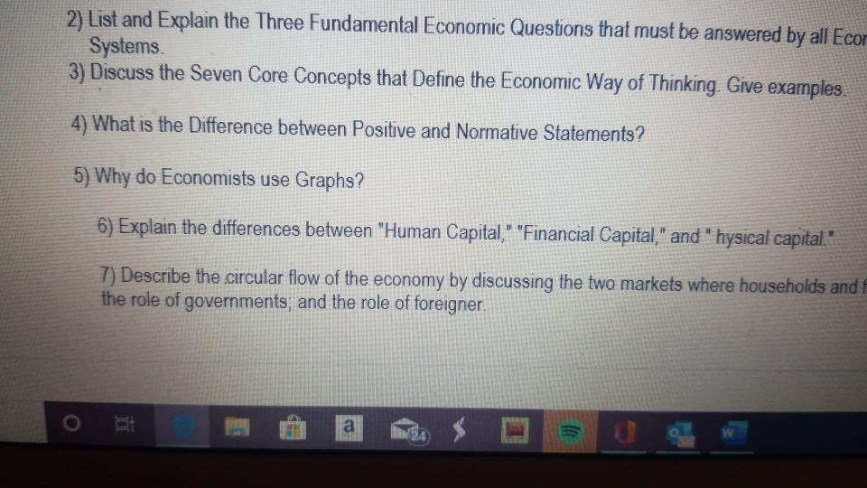 21 list and explain the three fundamental economic chegg