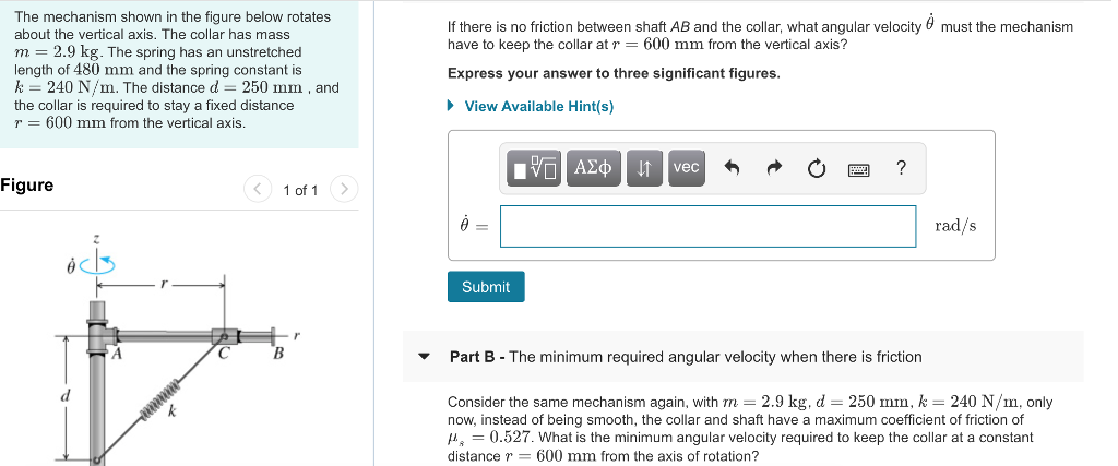 Solved The mechanism shown in the figure below rotates about | Chegg.com