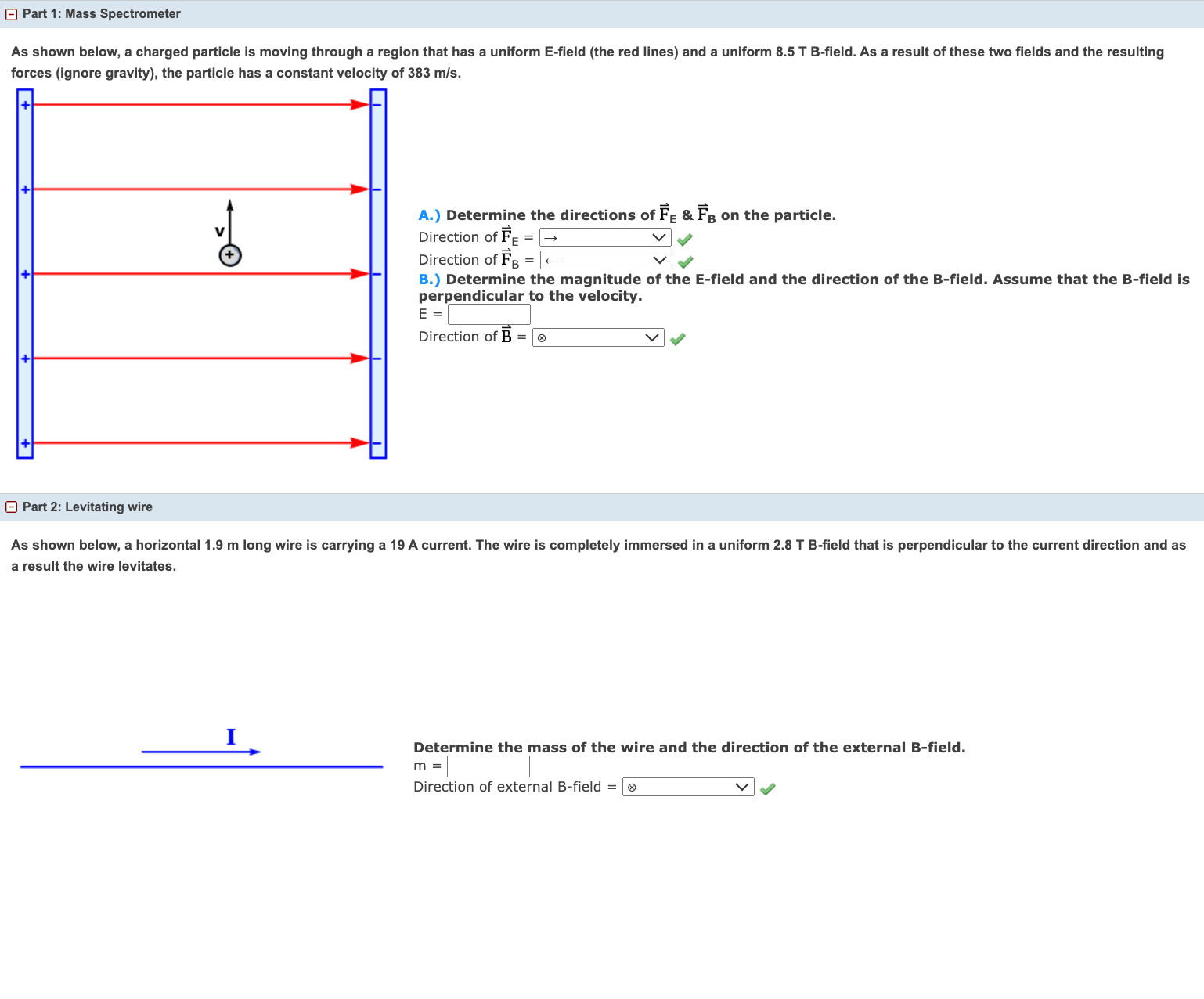 Solved Part 1 ﻿As shown below, a charged particle is moving | Chegg.com