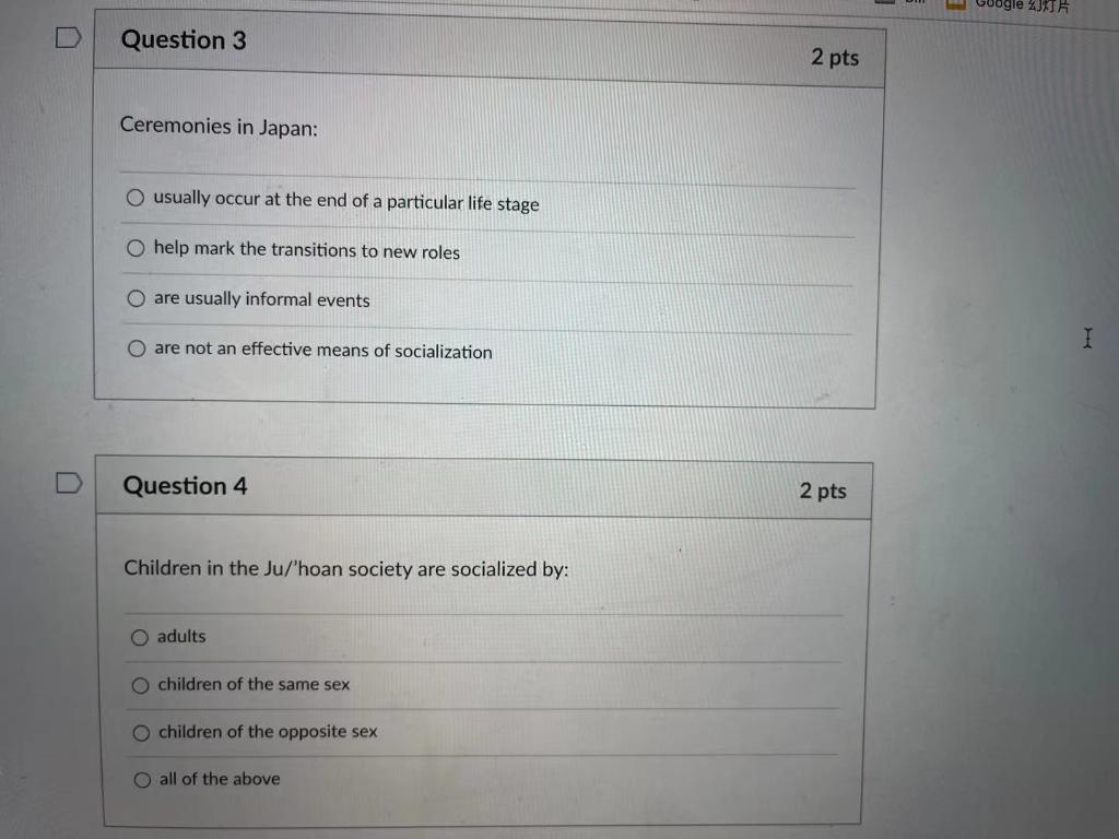 Solved Oogle JK Question 3 2 pts Ceremonies in Japan: O | Chegg.com