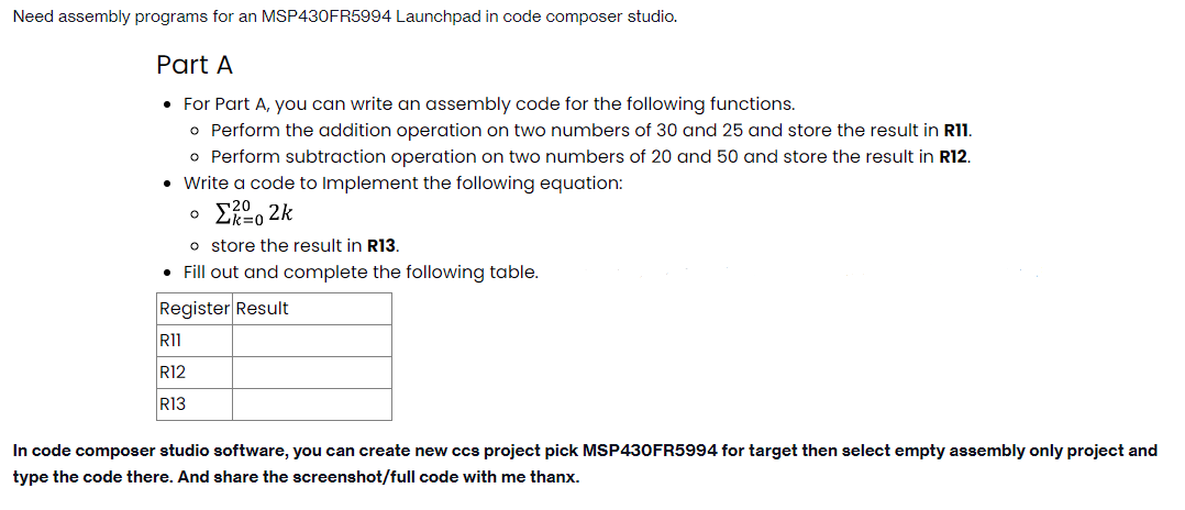 Solved Part A For Part A you can write an assembly code Chegg