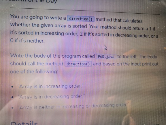 Writing Directions Programming Solved You are going to write a direction () method that | Chegg.com