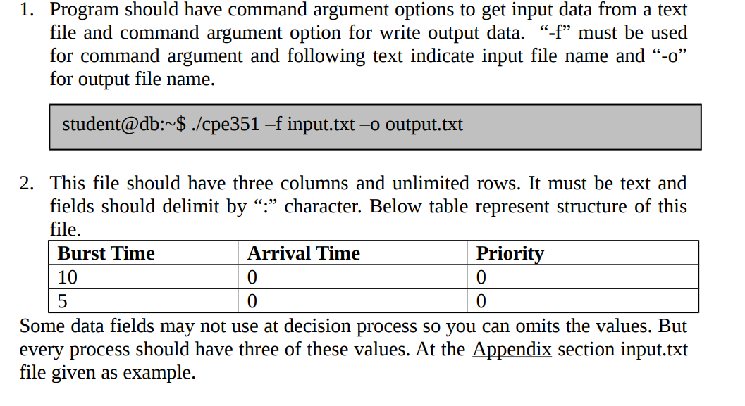 Solved Program should have command argument options to get | Chegg.com