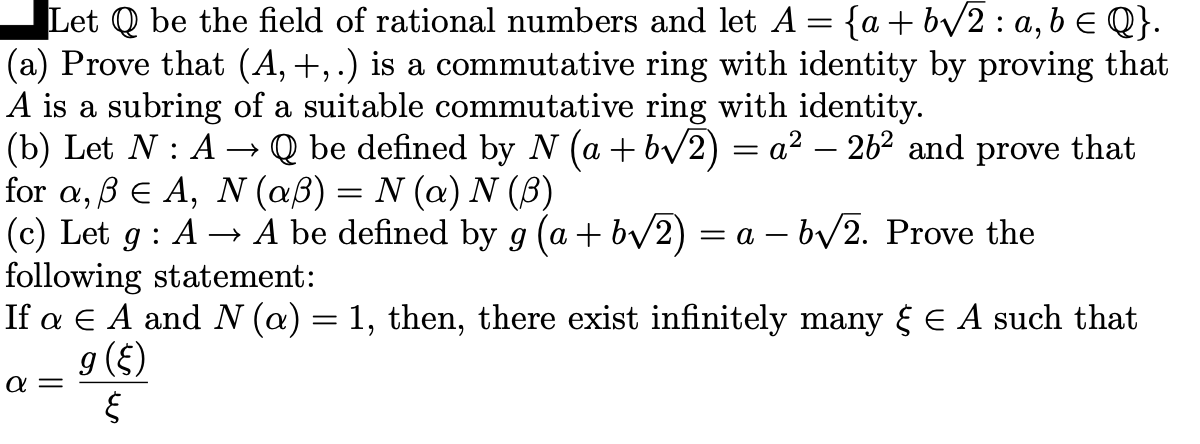 Solved Let \\( \\mathbb{Q} \\) be the field of rational | Chegg.com
