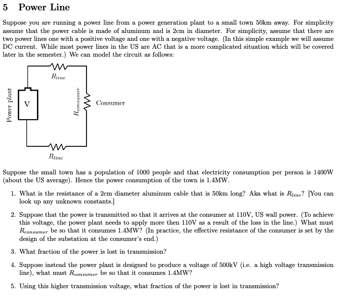 Solved 5 Power Line Suppose you are running a power line | Chegg.com