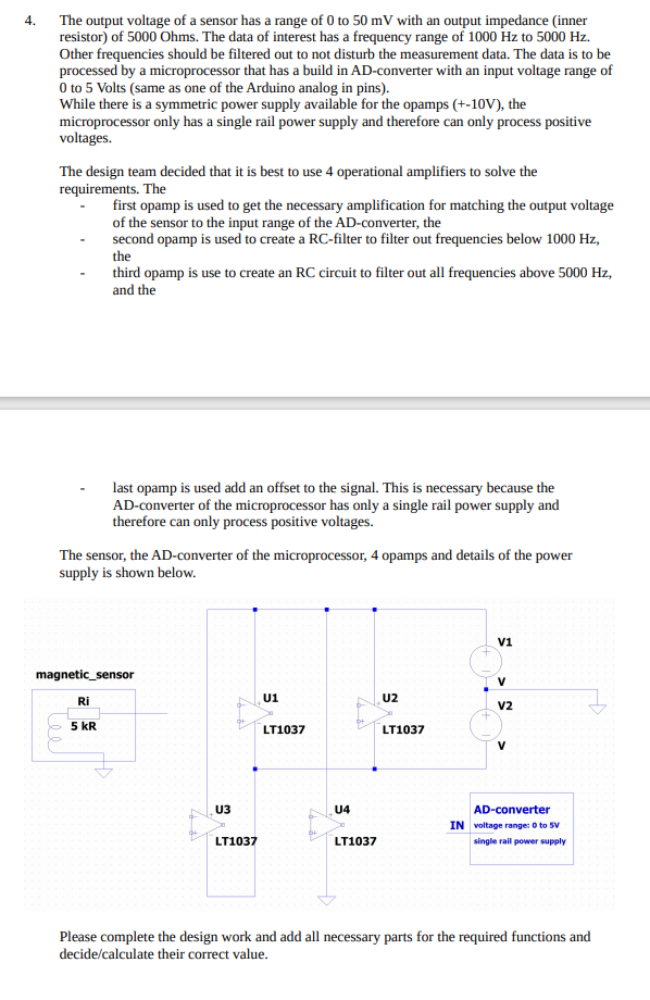 4. The output voltage of a sensor has a range of 0 to | Chegg.com
