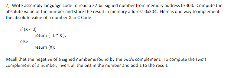 Solved 7) Write assembly language code to read a 32-bit | Chegg.com