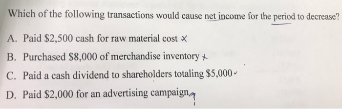 Solved Which of the following transactions would cause net | Chegg.com