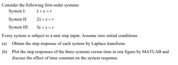 Solved Consider the following first-order systems System I: | Chegg.com