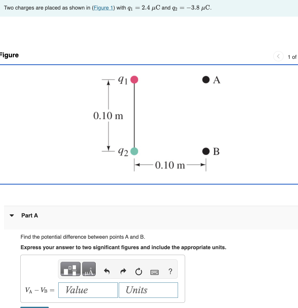 Solved Two charges are placed as shown in (Figure 1) with | Chegg.com