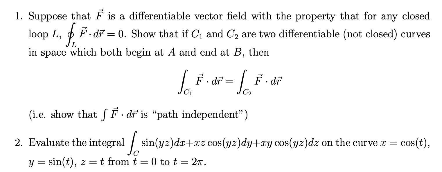 Solved 1 Suppose That E Is A Differentiable Vector Field Chegg Com