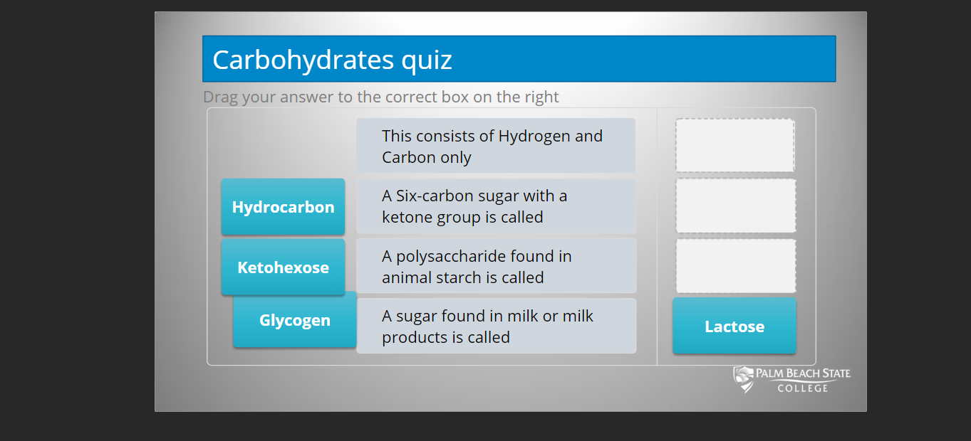 Solved Carbohydrates quiz Drag your answer to the correct 