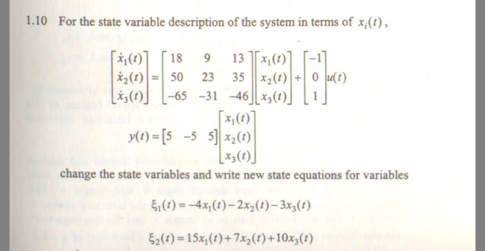 1.10 For the state variable description of the system | Chegg.com