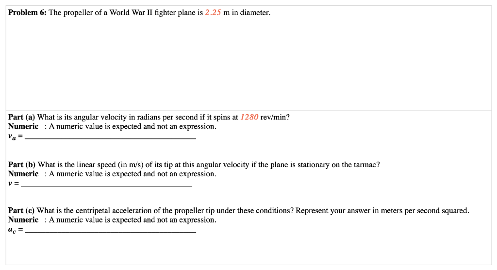 Solved Problem 6: The Propeller Of A World War II Fighter | Chegg.com