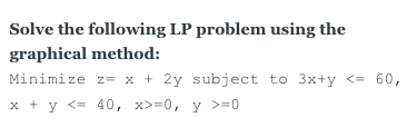 Solved Solve the following LP problem using the graphical | Chegg.com