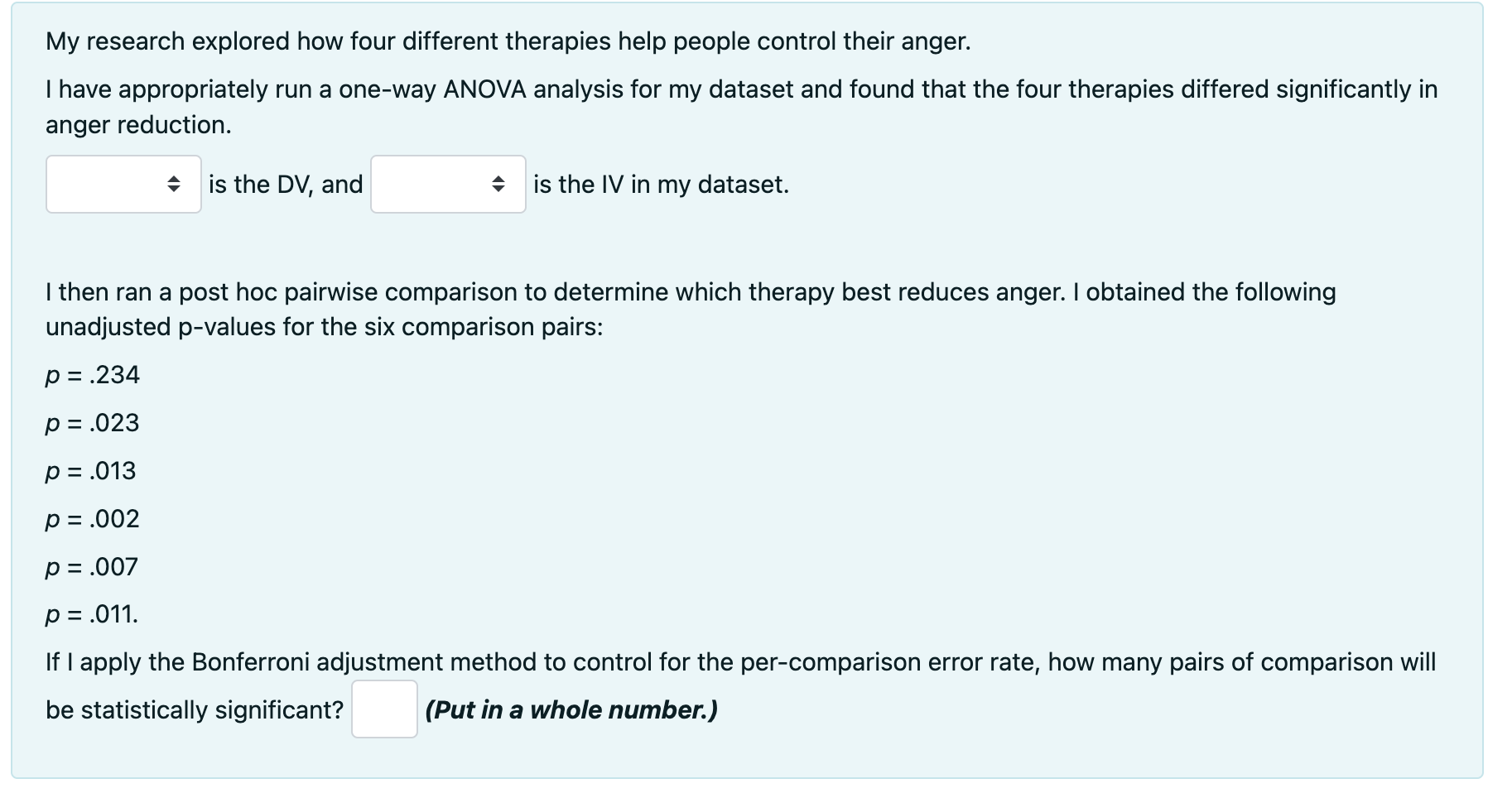 research studies evaluating how effective individual therapies are at