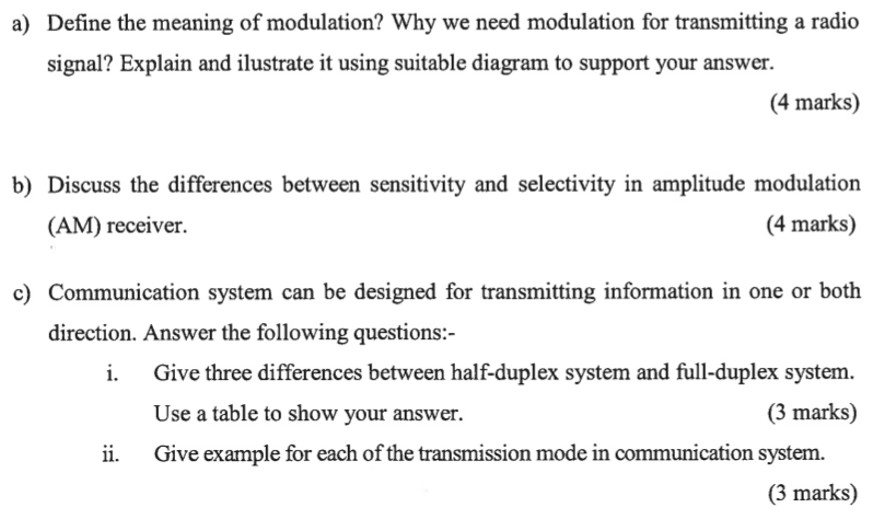 Solved A Define The Meaning Of Modulation Why We Need Chegg Com   PhpsTndKS