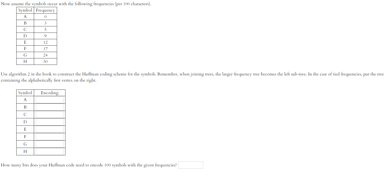 Solved Consider the set of symbols S = {A, B,C, D, E, F, G, | Chegg.com